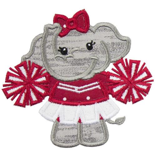 Elephant Cheerleader Football Patch - Sew Lucky Embroidery