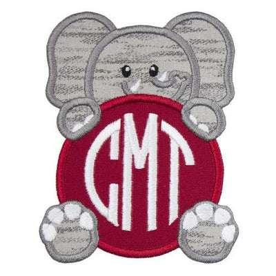Elephant Football Monogram Sew or Iron on Embroidered Patch