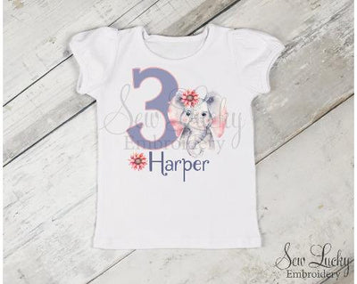 Elephant Girl Birthday Personalized Printed Shirt