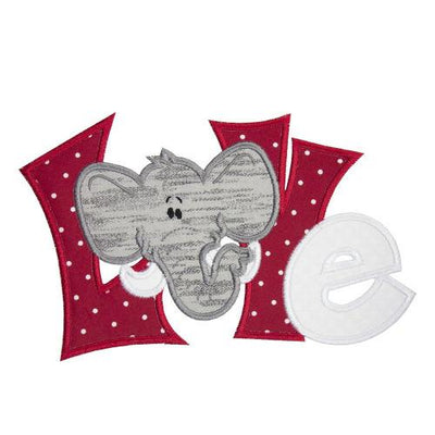 Elephant Love Football Sew or Iron on Embroidered Patch