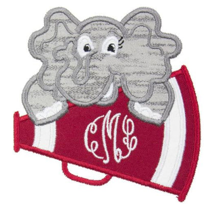 Elephant Megaphone Monogram Football Sew or Iron on Embroidered Patch