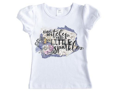Even Witches Need a Little Sparkle Girls Halloween Shirt