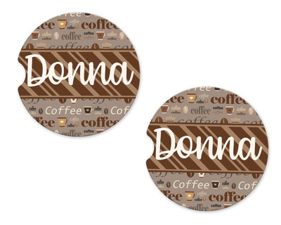 Everything Coffee Personalized Sandstone Car Coasters (Set of Two)