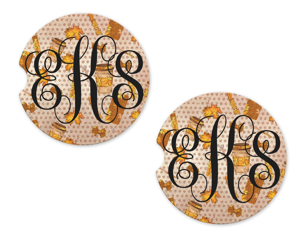 Everything Fall Personalized Sandstone Car Coasters - Sew Lucky Embroidery