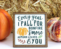 Every Year I Fall For You Fall Tier Tray Sign - Sew Lucky Embroidery