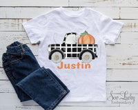 Fall Checkered Truck Personalized Shirt - Sew Lucky Embroidery