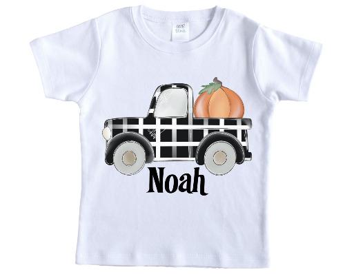 Fall Checkered Truck Personalized Shirt - Sew Lucky Embroidery