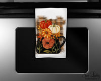 Fall Kettle Kitchen Personalized Towel - Waffle Weave Towel - Microfiber Towel - Kitchen Decor - House Warming Gift - Sew Lucky Embroidery