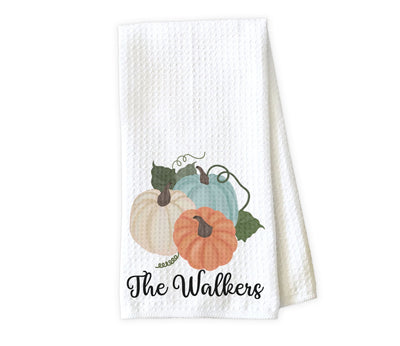 Fall Pumpkins Personalized Waffle Weave Microfiber Kitchen Towel