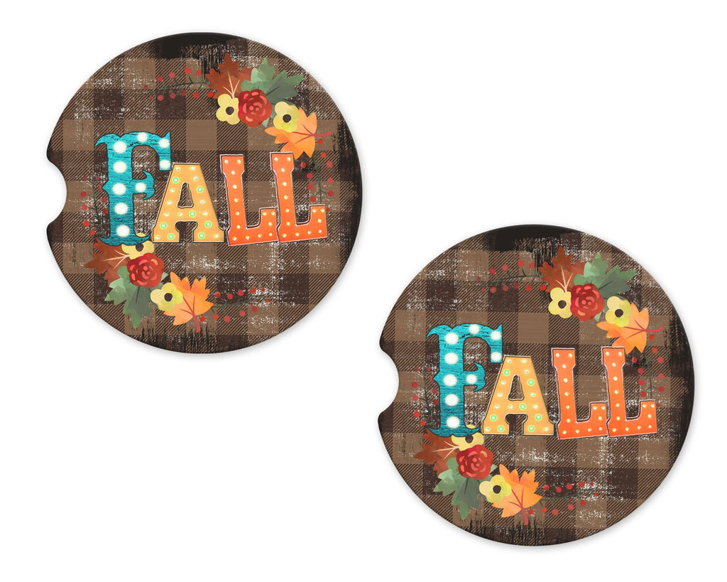 Fall Sandstone Car Coasters - Sew Lucky Embroidery