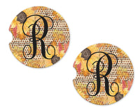Fall Sheet Music Personalized Sandstone Car Coasters - Sew Lucky Embroidery