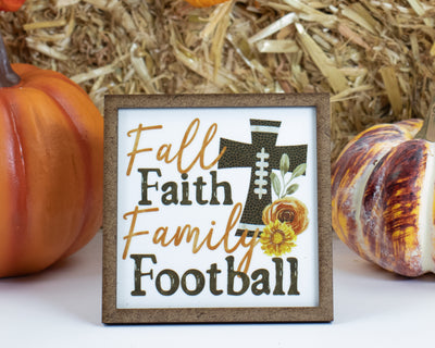Fall Faith Family Football Fall Tier Tray Sign