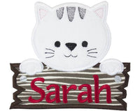 Farm Cat Peeker with Barn sign Personalized Patch - Sew Lucky Embroidery
