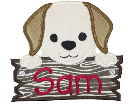 Farm Dog Peeker with Barn sign Personalized Patch - Sew Lucky Embroidery