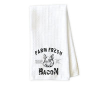 Farm Fresh Bacon Kitchen Towel - Waffle Weave Towel - Microfiber Towel - Kitchen Decor - House Warming Gift - Sew Lucky Embroidery