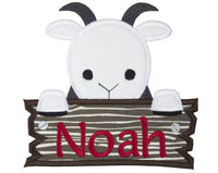 Farm Goat Peeker with Barn sign Personalized Patch - Sew Lucky Embroidery