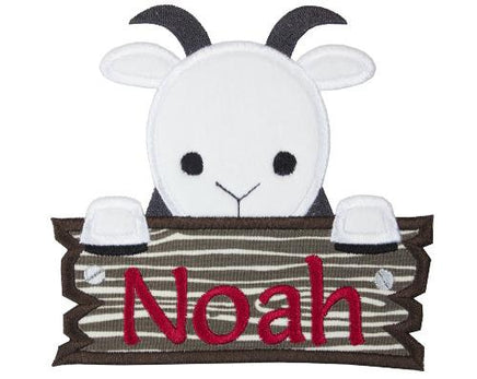 Farm Goat Peeker with Barn sign Personalized Patch - Sew Lucky Embroidery
