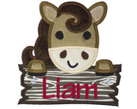 Farm Horse Peeker with Barn sign Personalized Patch - Sew Lucky Embroidery