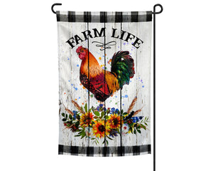 Farm Life Rooster Garden Flag