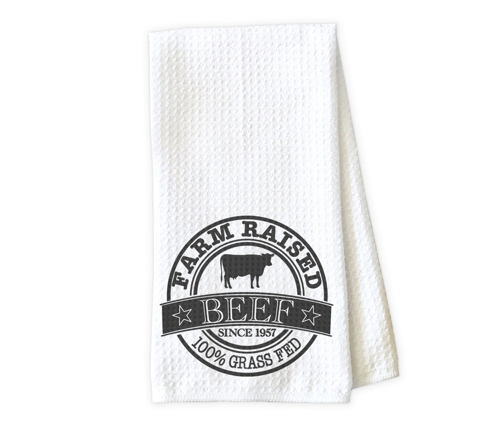 Black & White Cows Waffle Weave Kitchen Towel
