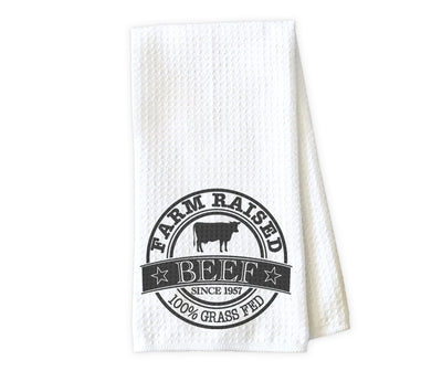 Farm Raised Beef Waffle Weave Microfiber Kitchen Towel