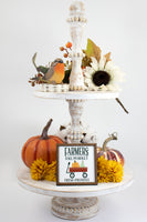Farmers Fall Market Tier Tray Sign - Sew Lucky Embroidery