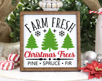 Farm Fresh Christmas Trees 2 Tier Tray Sign - Sew Lucky Embroidery