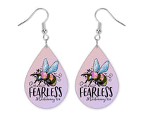 Fearless Teardrop Earrings - Sew Lucky Embroidery