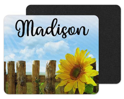 Fence with Sunflower Custom Personalized Mouse Pad