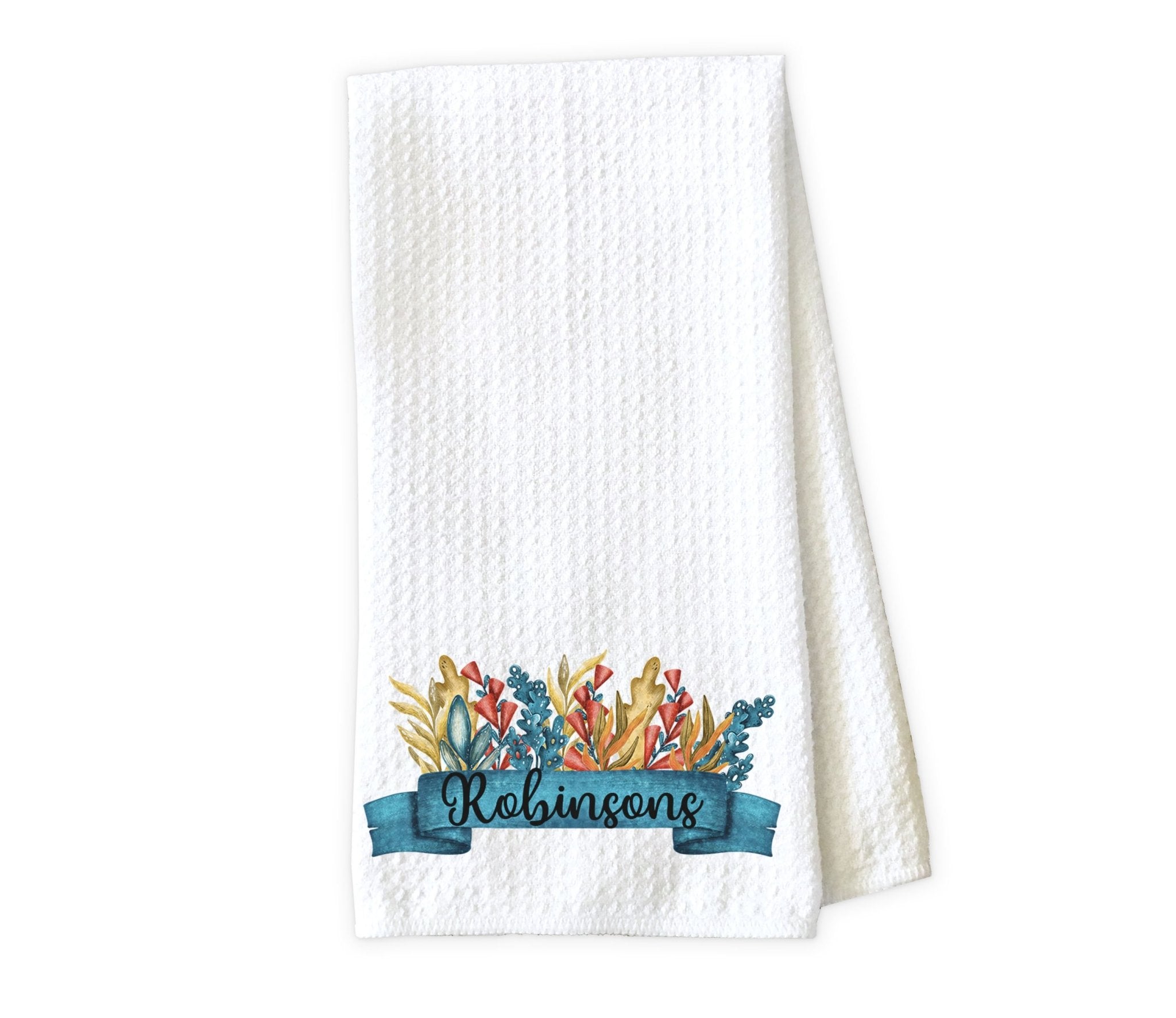 Custom Waffle Weave Dish Towel  Personalized Kitchen Towel