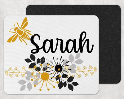 Floral Bee Personalized Custom Mouse Pad