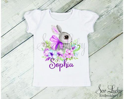 Floral Easter Girl Bunny Personalized Shirt