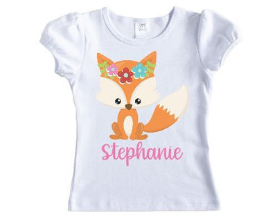 Floral Fox Girls Personalized Shirt