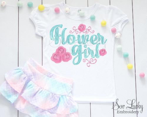 Flower Girl Wedding Shirt - Sew Lucky Embroidery
