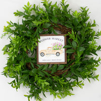 Flower Market Truck Tier Tray Sign on Wreath