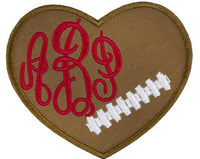 Football Heart Monogram Personalized Patch - Sew Lucky Embroidery