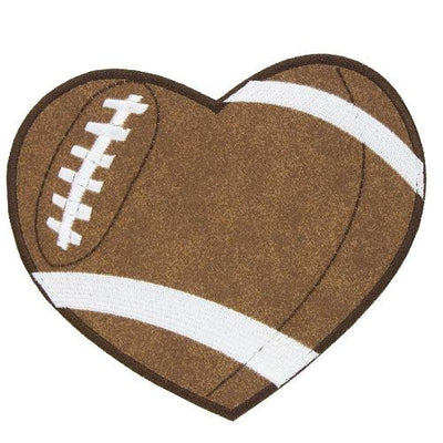 Football Heart Sew or Iron on Embroidered Patch