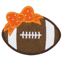 Football with Orange Polka Dotted Bow Patch - Sew Lucky Embroidery
