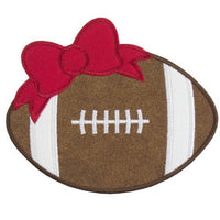 Football with Red Bow Patch - Sew Lucky Embroidery