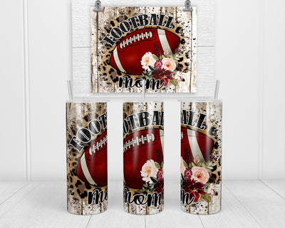 Football Mom 20 oz insulated tumbler with a lid and straw