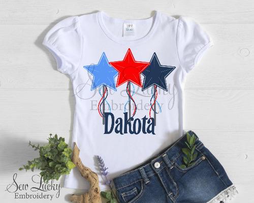 Fourth of July Star Trio Personalized Shirt - Sew Lucky Embroidery