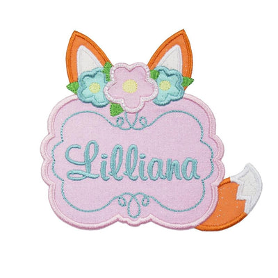 Fox Personalized Name Sew or Iron on Embroidered Patch