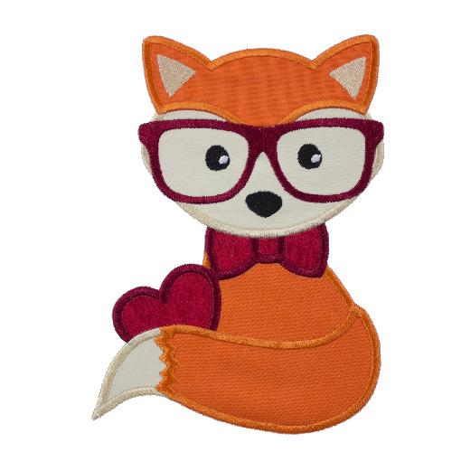 Fox with Glasses Patch - Sew Lucky Embroidery