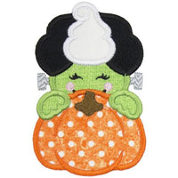 Franken Bride Pumpkin Peeker Monogram Patch - Sew Lucky Embroidery