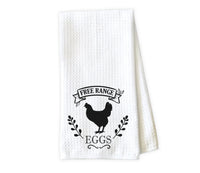 Free Range Eggs Kitchen Towel - Waffle Weave Towel - Microfiber Towel - Kitchen Decor - House Warming Gift - Sew Lucky Embroidery