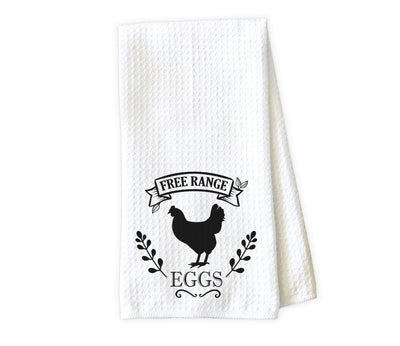 Free Range Eggs Waffle Weave Microfiber Kitchen Towel