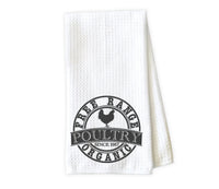 Free Range Organic Poultry Kitchen Towel - Waffle Weave Towel - Microfiber Towel - Kitchen Decor - House Warming Gift - Sew Lucky Embroidery