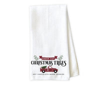Fresh Cut Christmas Trees Kitchen Towel - Waffle Weave Towel - Microfiber Towel - Kitchen Decor - House Warming Gift - Sew Lucky Embroidery