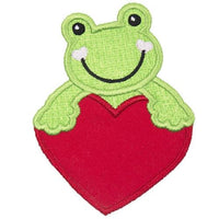 Frog with Valentine Heart Patch - Sew Lucky Embroidery