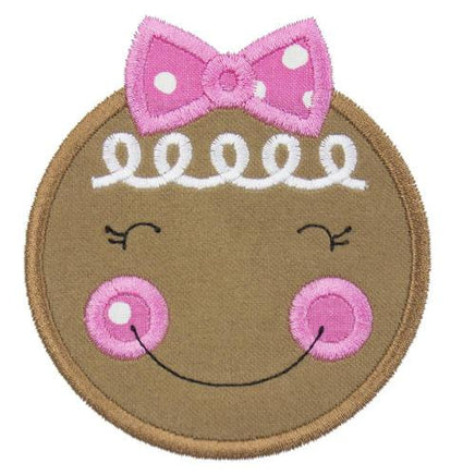 Gingerbread Girl Face Patch - Sew Lucky Embroidery